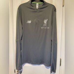 Liverpool FC New Balance Gray Quarter-Zip Pullover